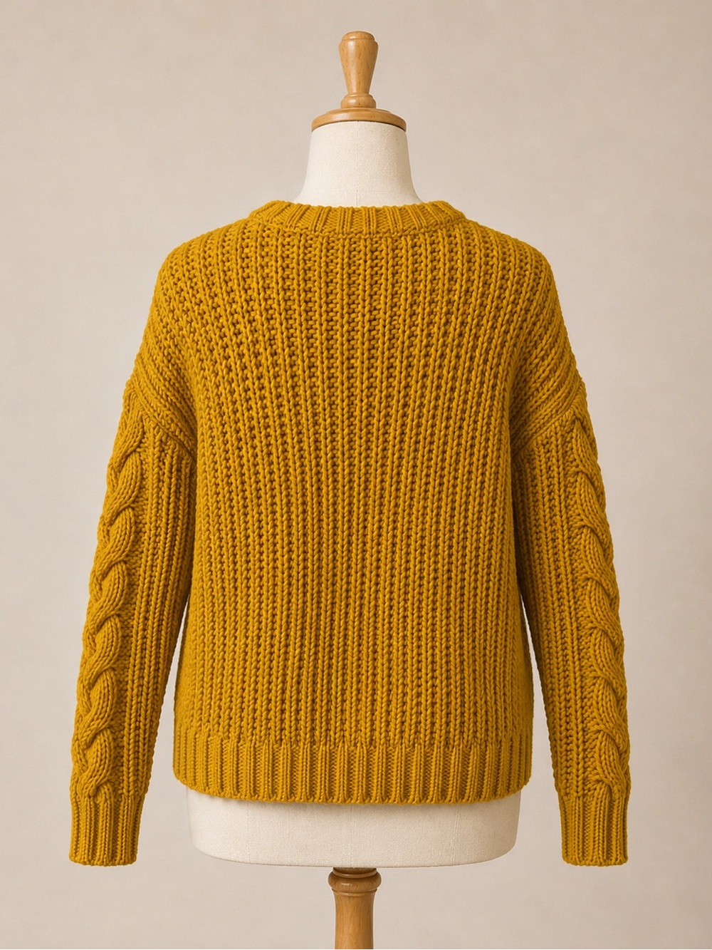 Aeropostale Mustard Cable Knit Crewneck Sweater - Picture 2 of 3